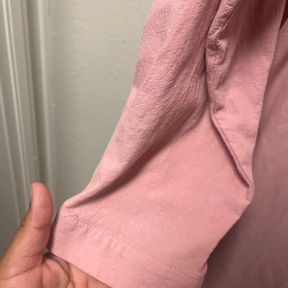 GGUHHU Pink Long Sleeve Button-Up Dress